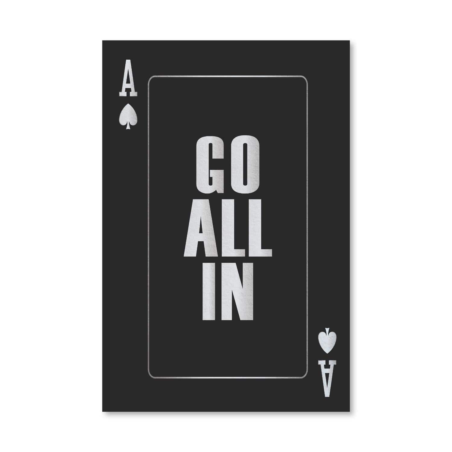 Go All In - Silver Canvas Art Clock Canvas