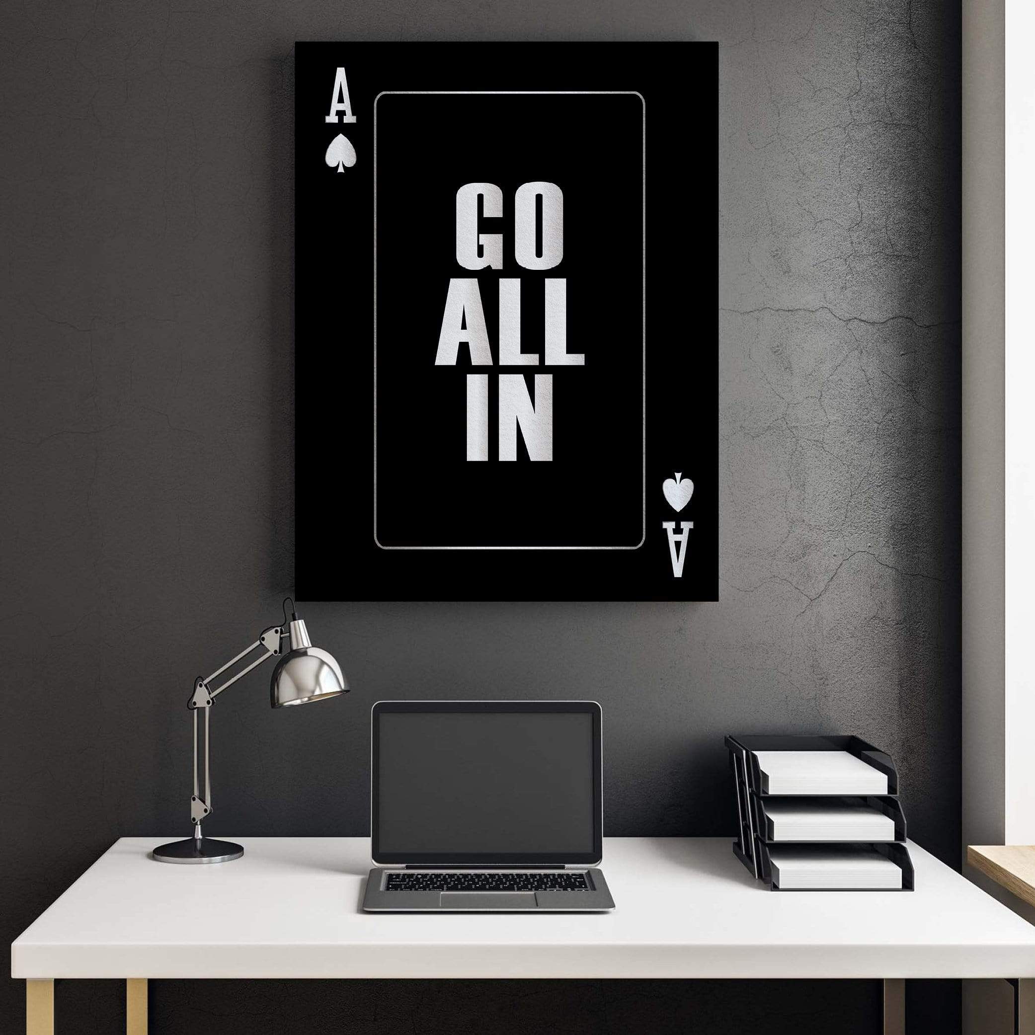 Go All In - Silver Clock Canvas