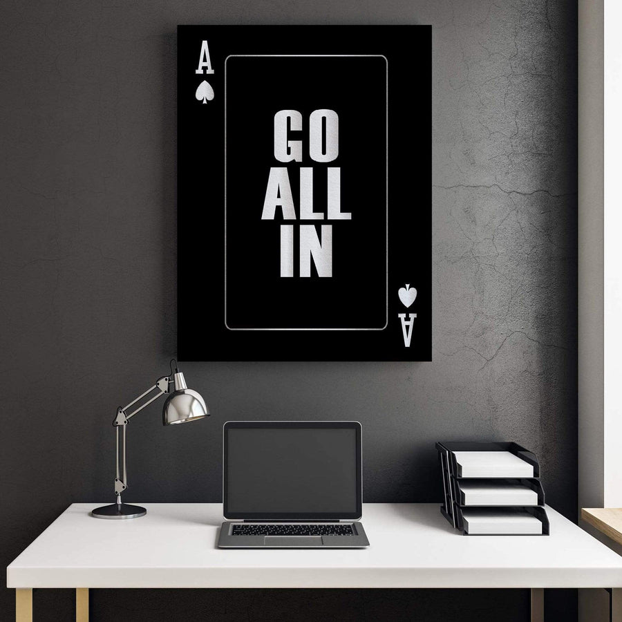 Go All In - Silver Clock Canvas