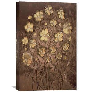 Gold Blossoms on Coffee Canvas Art Clock Canvas