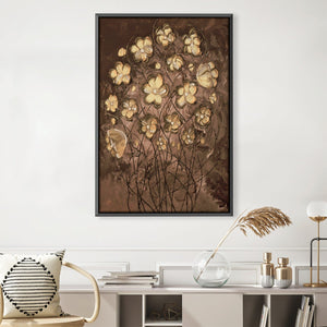 Gold Blossoms on Coffee Canvas Art 30 x 45cm / Unframed Canvas Print Clock Canvas