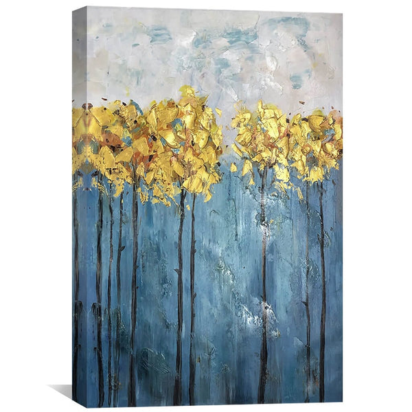 Gold Foil Flower 2 Oil Painting Oil Clock Canvas