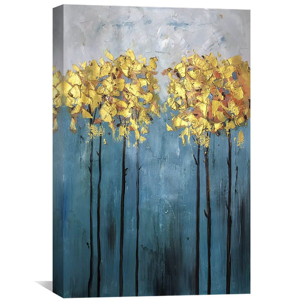 Gold Foil Flower Oil Painting Oil Clock Canvas