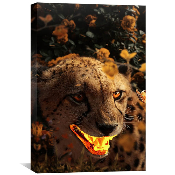 Gold Gepard Canvas Art 30 x 45cm / Unframed Canvas Print Clock Canvas