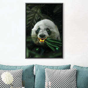 Gold Panda Canvas Art Clock Canvas