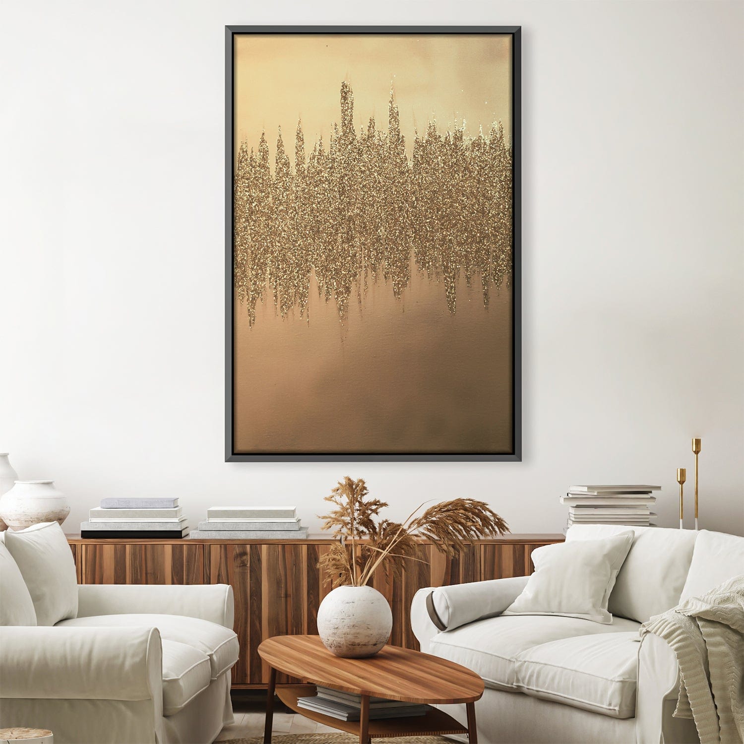 Gold Shimmer Canvas Art 30 x 45cm / Unframed Canvas Print Clock Canvas