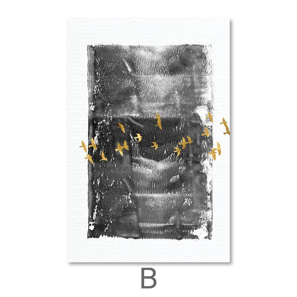 Gold Smear Canvas Art B / 40 x 60cm / Unframed Canvas Print Clock Canvas