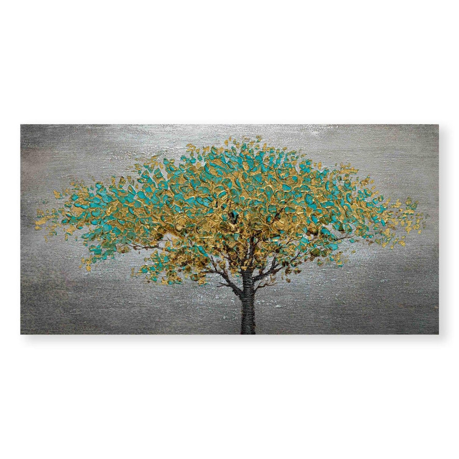 Gold Spring Leaves Oil Painting Oil Clock Canvas