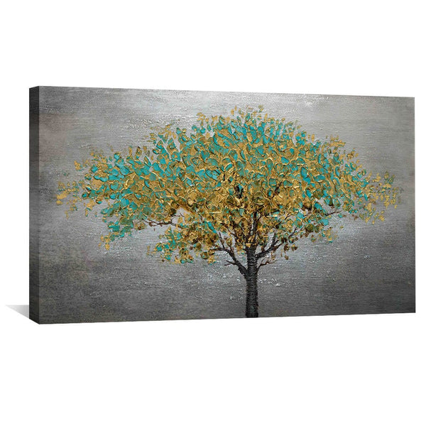 Gold Spring Leaves Oil Painting Oil Clock Canvas