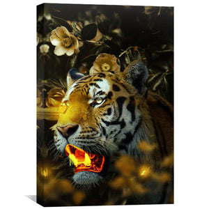 Gold Tiger Canvas Art 30 x 45cm / Unframed Canvas Print Clock Canvas