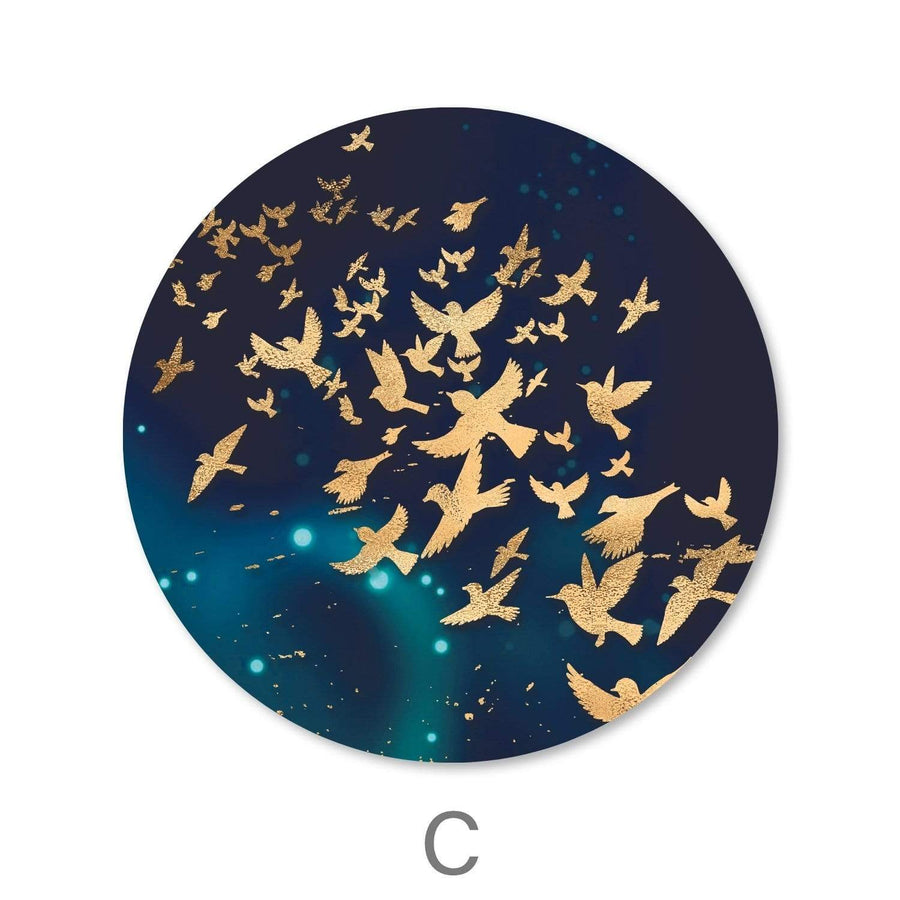 Golden Array - Circle Canvas Art C / 40 x 40cm / Standard Gallery Wrap Clock Canvas