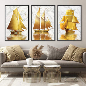 Golden Boat Canvas Art Clock Canvas