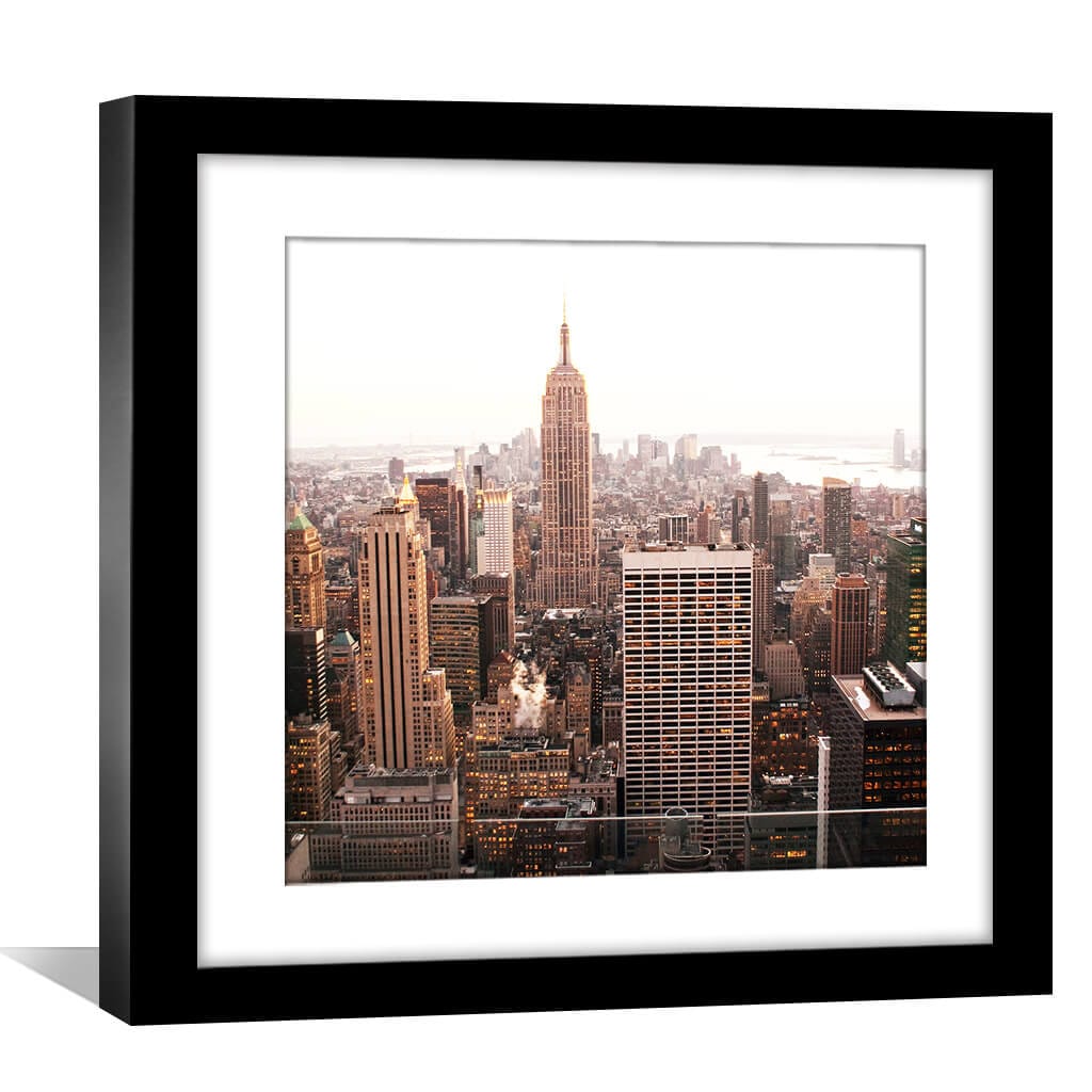 Golden City Print Art 30 x 30cm / Unframed Print Clock Canvas