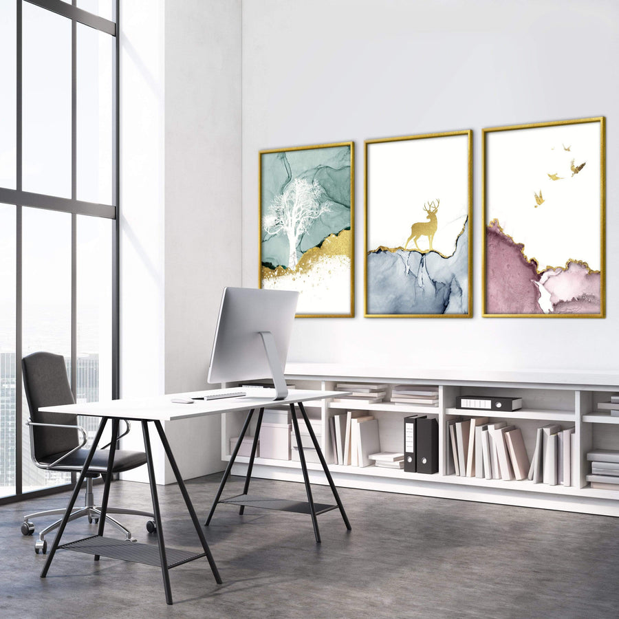 Golden Deer Canvas Art Clock Canvas