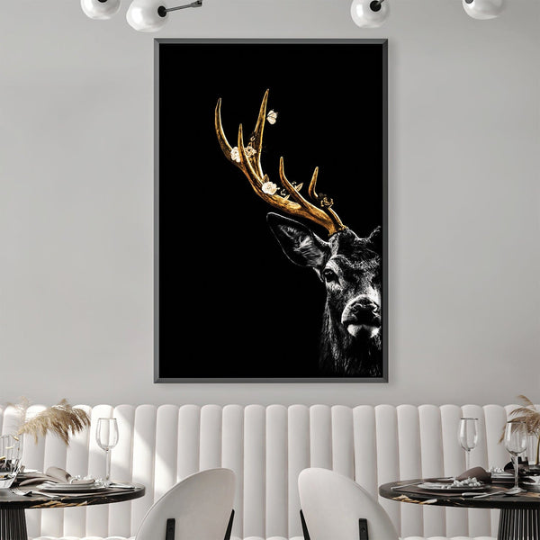 Golden Deer Canvas Art 30 x 45cm / Unframed Canvas Print Clock Canvas