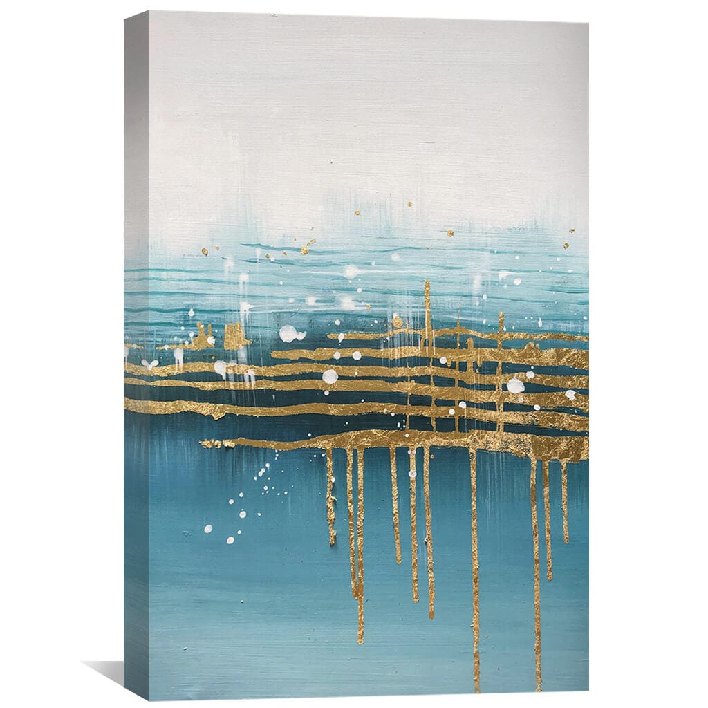 Golden Drip Oil Painting Oil Clock Canvas
