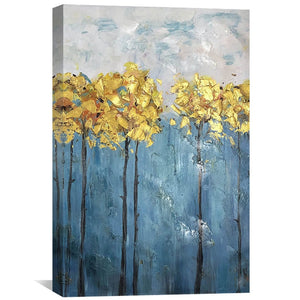 Golden Foil Flower 3 Oil Painting Oil Clock Canvas