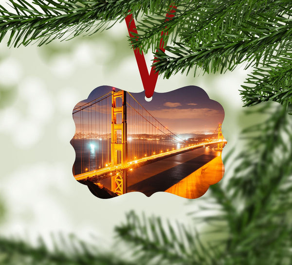 Golden Gate Lights Ornament Christmas Ornament Victorian 10.8 x 8cm Clock Canvas