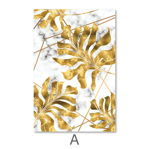 Golden Leaf Canvas Art A / 50 x 70cm / Unframed Canvas Print Clock Canvas