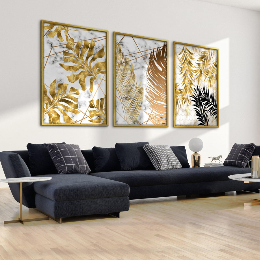 Golden Leaf Canvas Art Clock Canvas