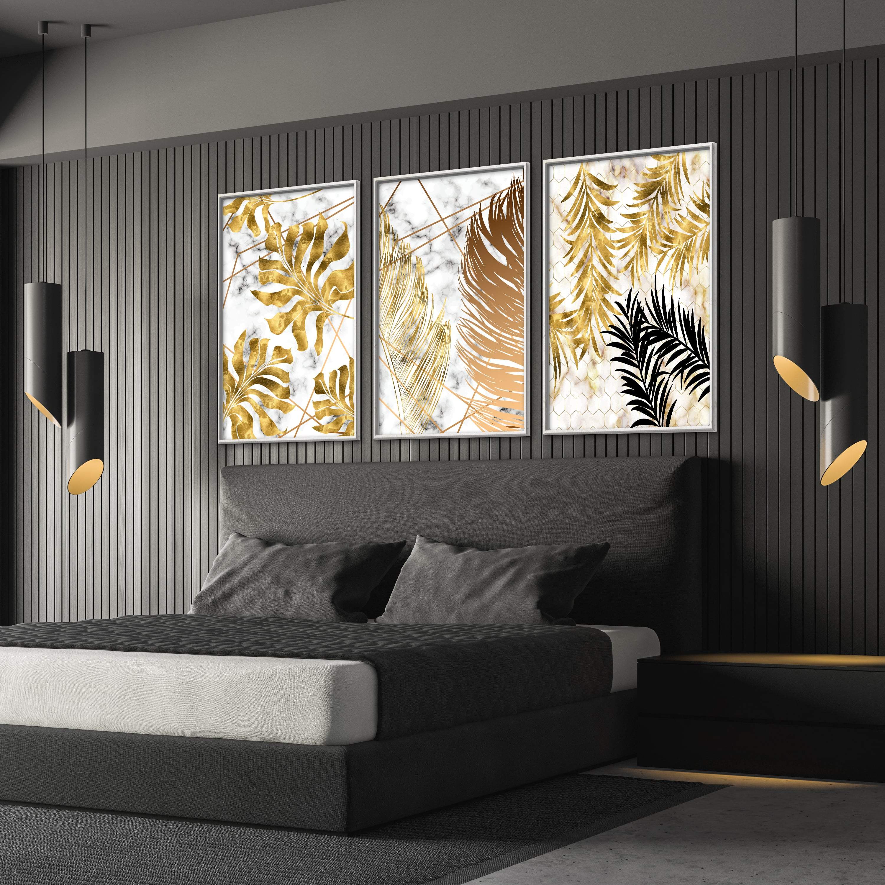 Golden Leaf Canvas Art Clock Canvas