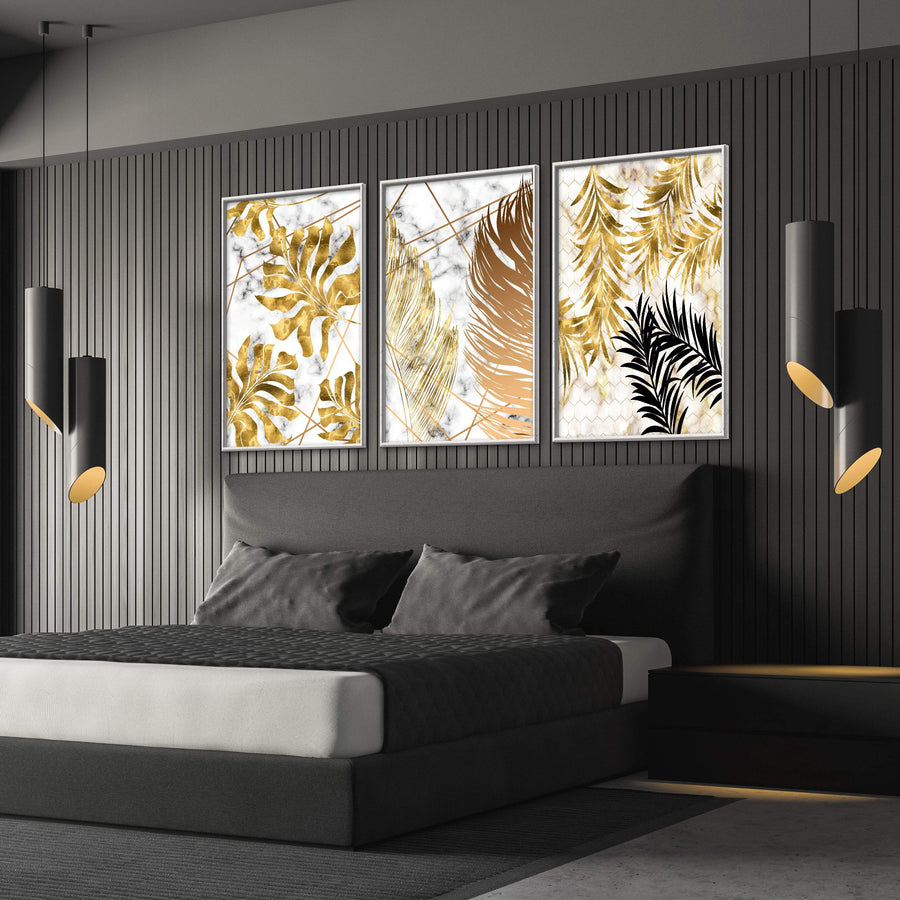Golden Leaf Canvas Art Clock Canvas