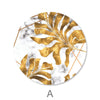 Golden Leaf - Circle Canvas Art A / 40 x 40cm / Standard Gallery Wrap Clock Canvas