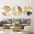 Golden Leaf Canvas - Circle Art Clock Canvas