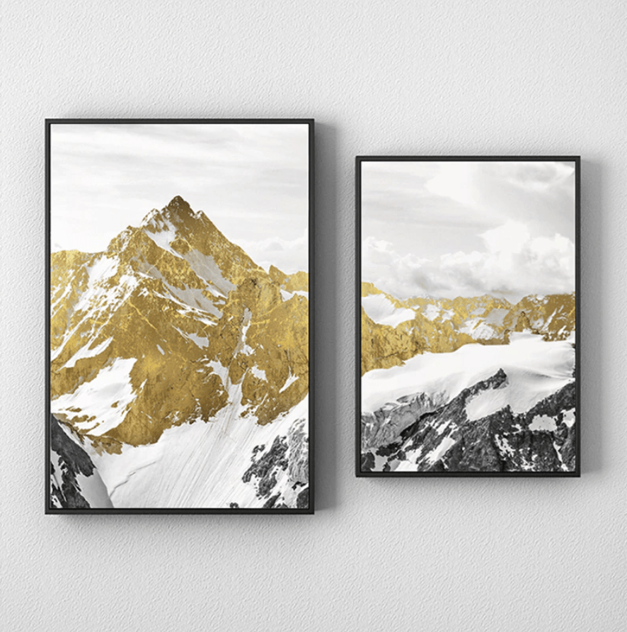 Golden Mountain Canvas Art Clock Canvas