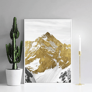 Golden Mountain Canvas Art Clock Canvas
