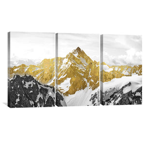 Golden Mountain Canvas Art Set of 3 / 40 x 60cm / Unframed Canvas Print Clock Canvas