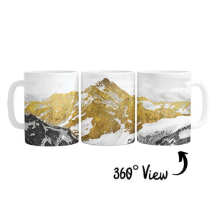Golden Mountain Mug Mug White Clock Canvas