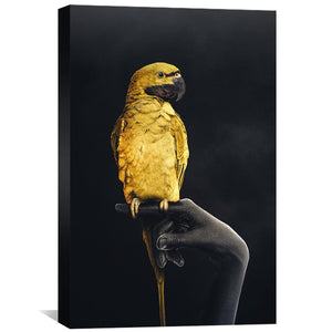 Golden Parrot Canvas Art Clock Canvas