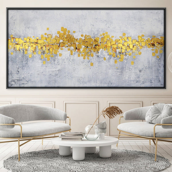 Golden Petals Oil Painting Oil 50 x 25cm / Oil Painting Clock Canvas