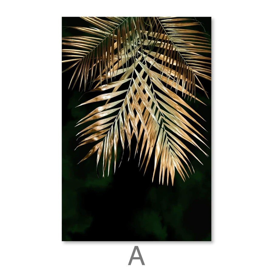 Golden Plants Canvas Art A / 30 x 45cm / Unframed Canvas Print Clock Canvas