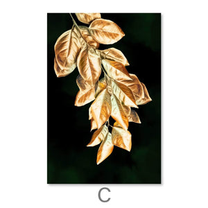 Golden Plants Canvas Art C / 30 x 45cm / Unframed Canvas Print Clock Canvas