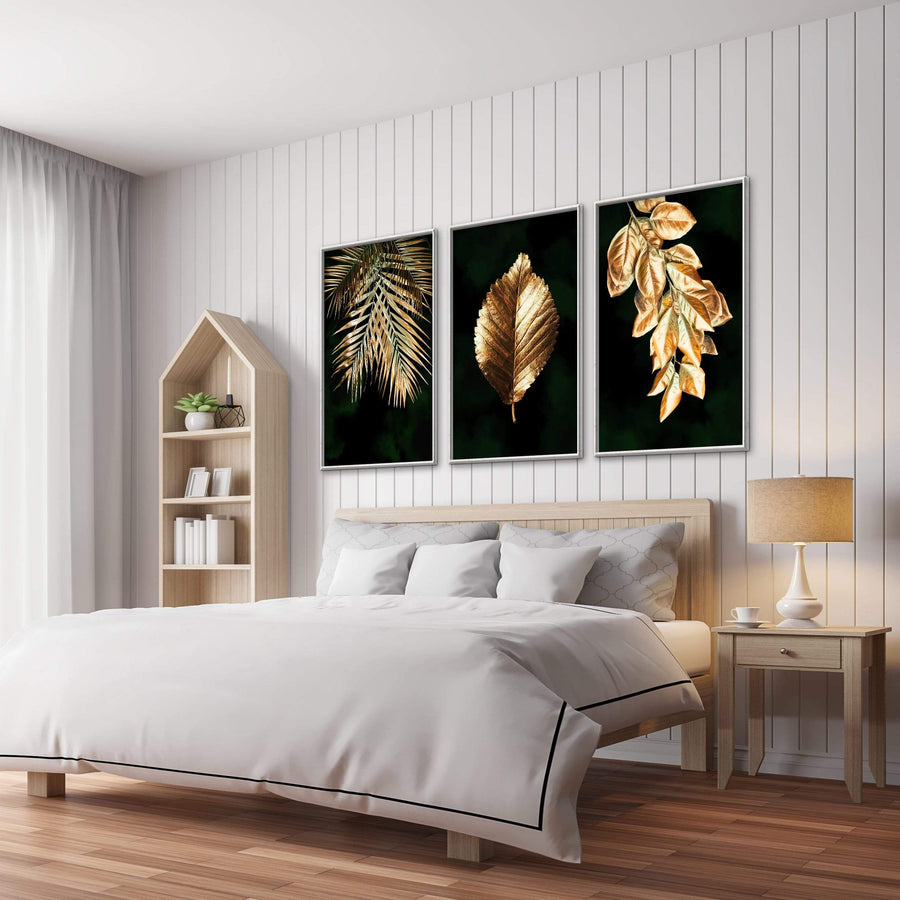 Golden Plants Canvas Art Clock Canvas