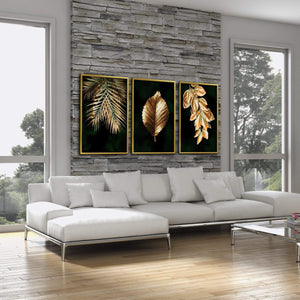 Golden Plants Canvas Art Clock Canvas