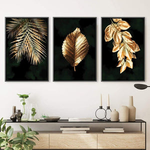Golden Plants Canvas Art Clock Canvas