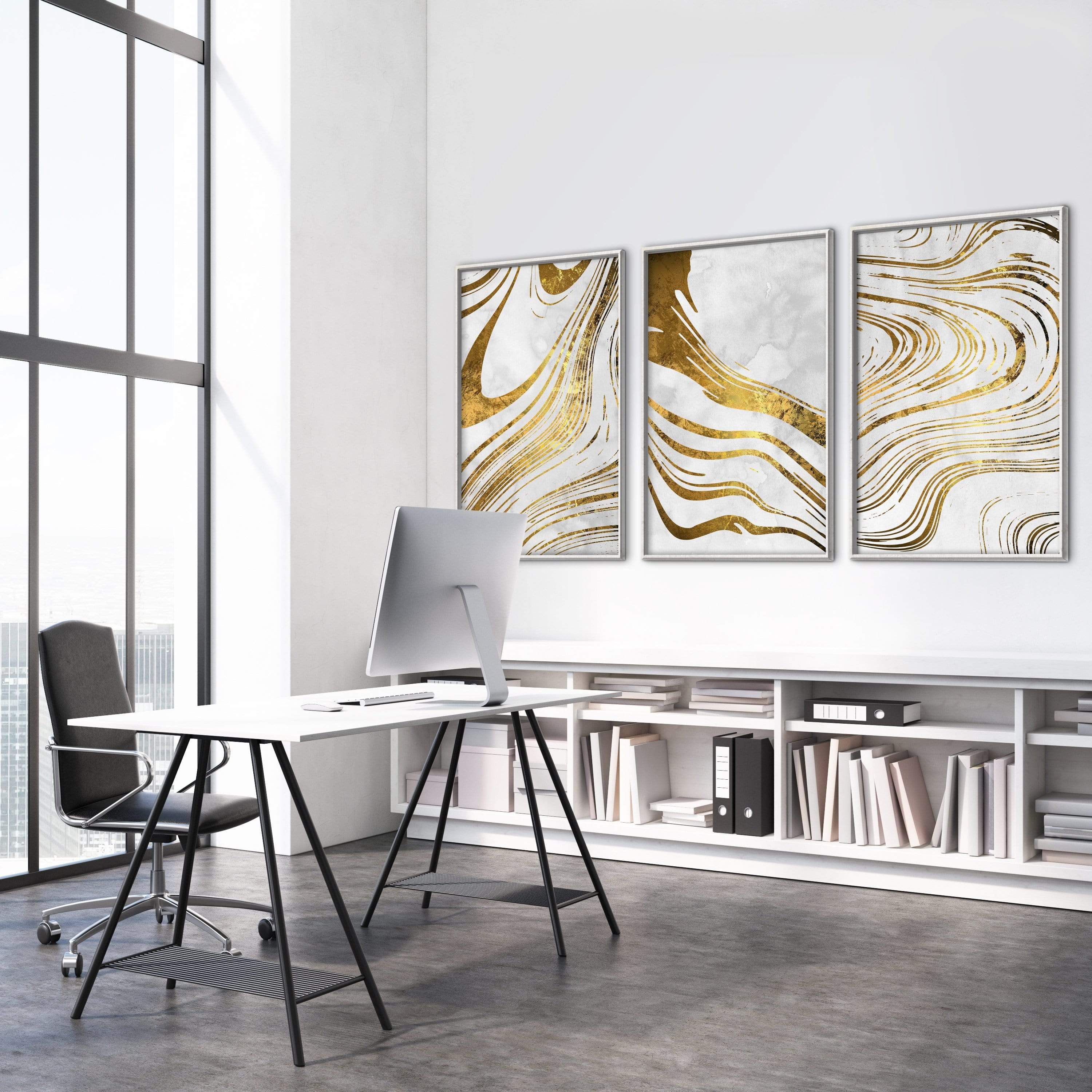 Golden Ripple Canvas Art Clock Canvas