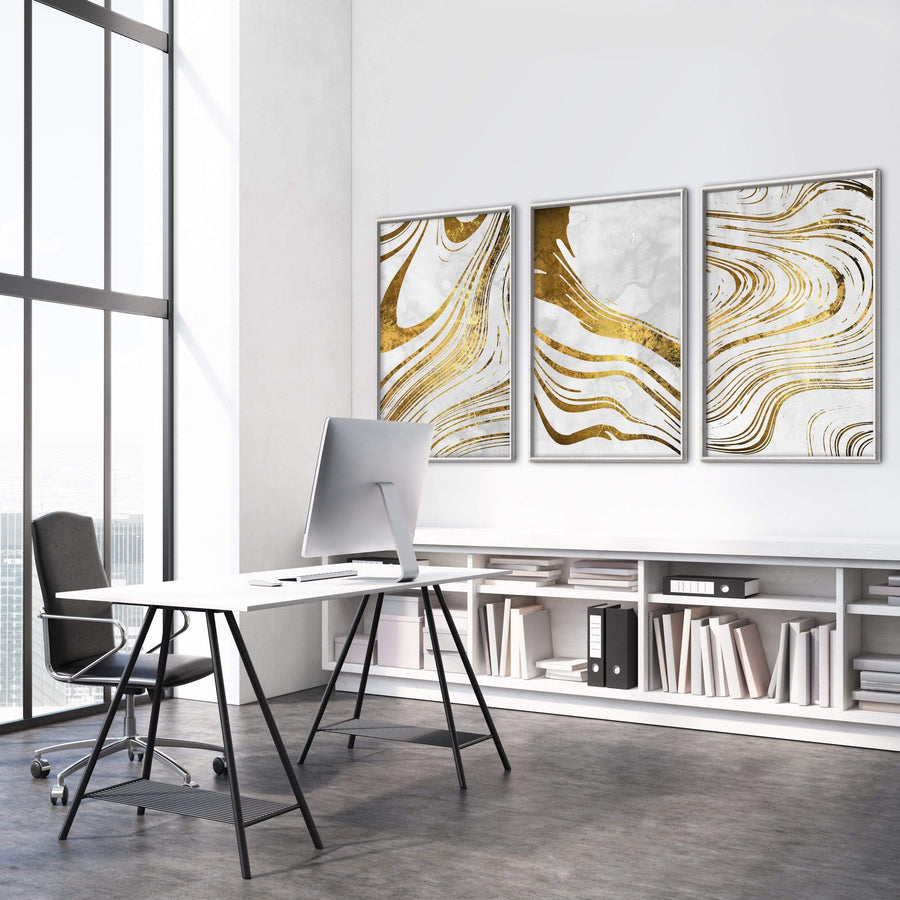 Golden Ripple Canvas Art Clock Canvas