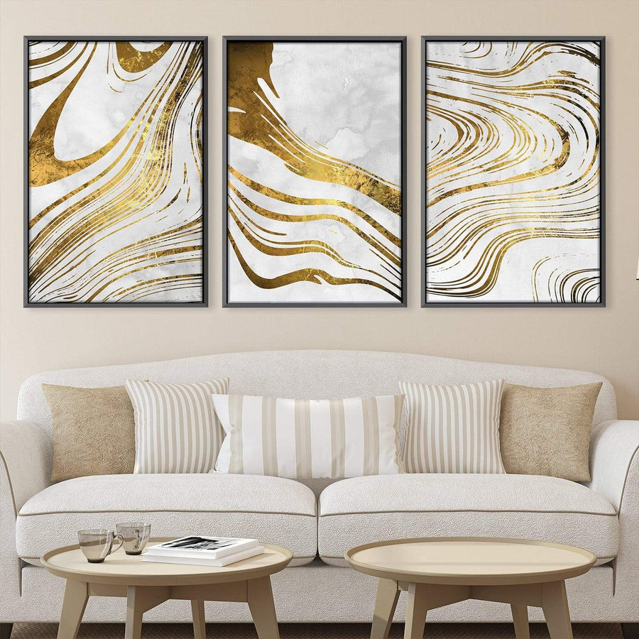 Golden Ripple Canvas Art Clock Canvas
