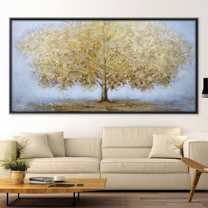 Golden Tree Oil Painting Oil 50 x 25cm / Oil Painting Clock Canvas