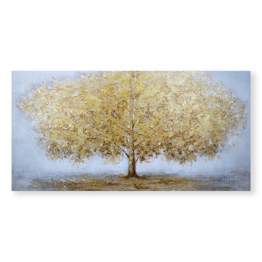 Golden Tree Oil Painting Oil Clock Canvas