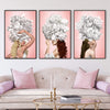 Graceful Woman Canvas Art Set of 3 / 40 x 60cm / Unframed Canvas Print Clock Canvas