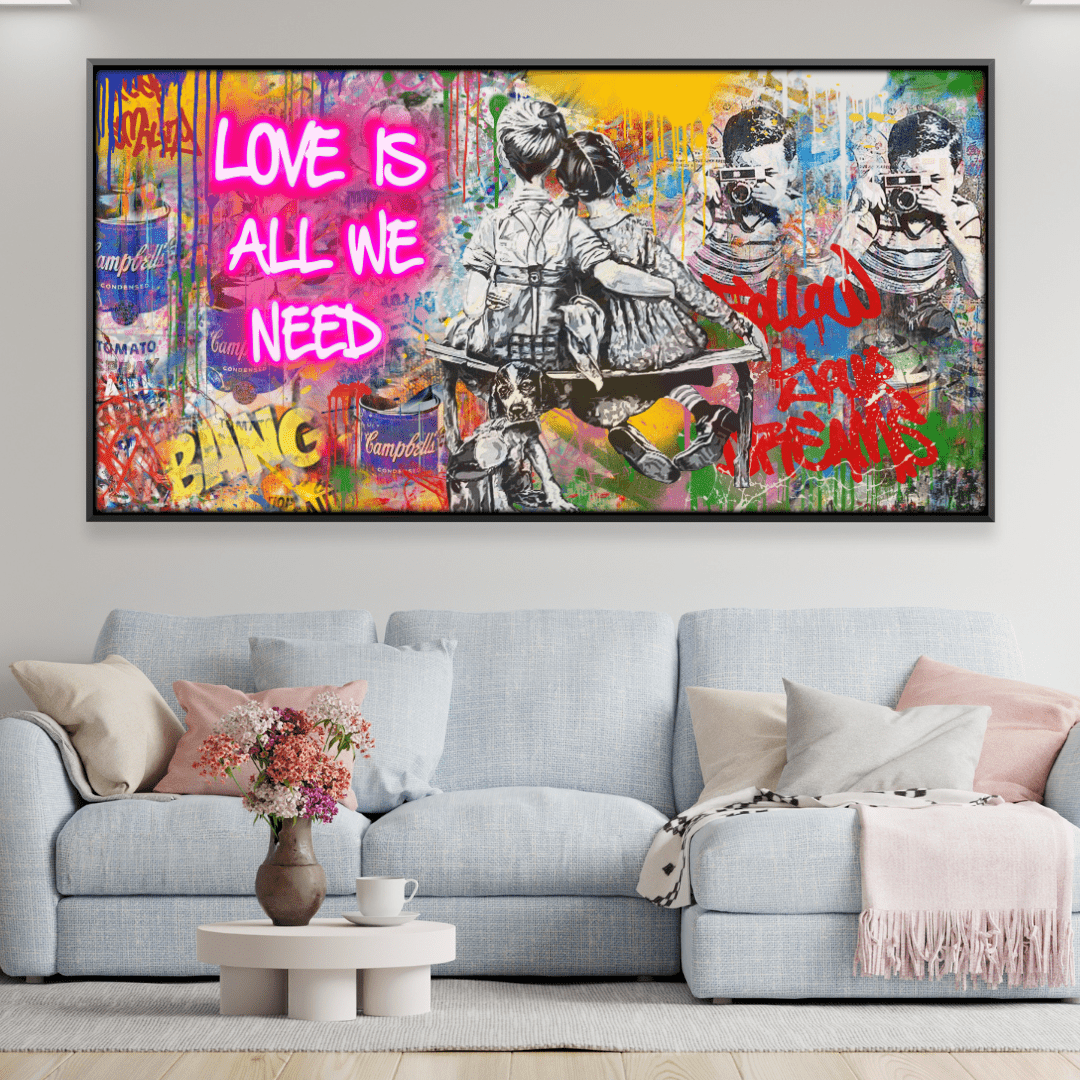 Graffiti Banksy Love Is All We Need Canvas 20 x 10in / Canvas product thumbnail