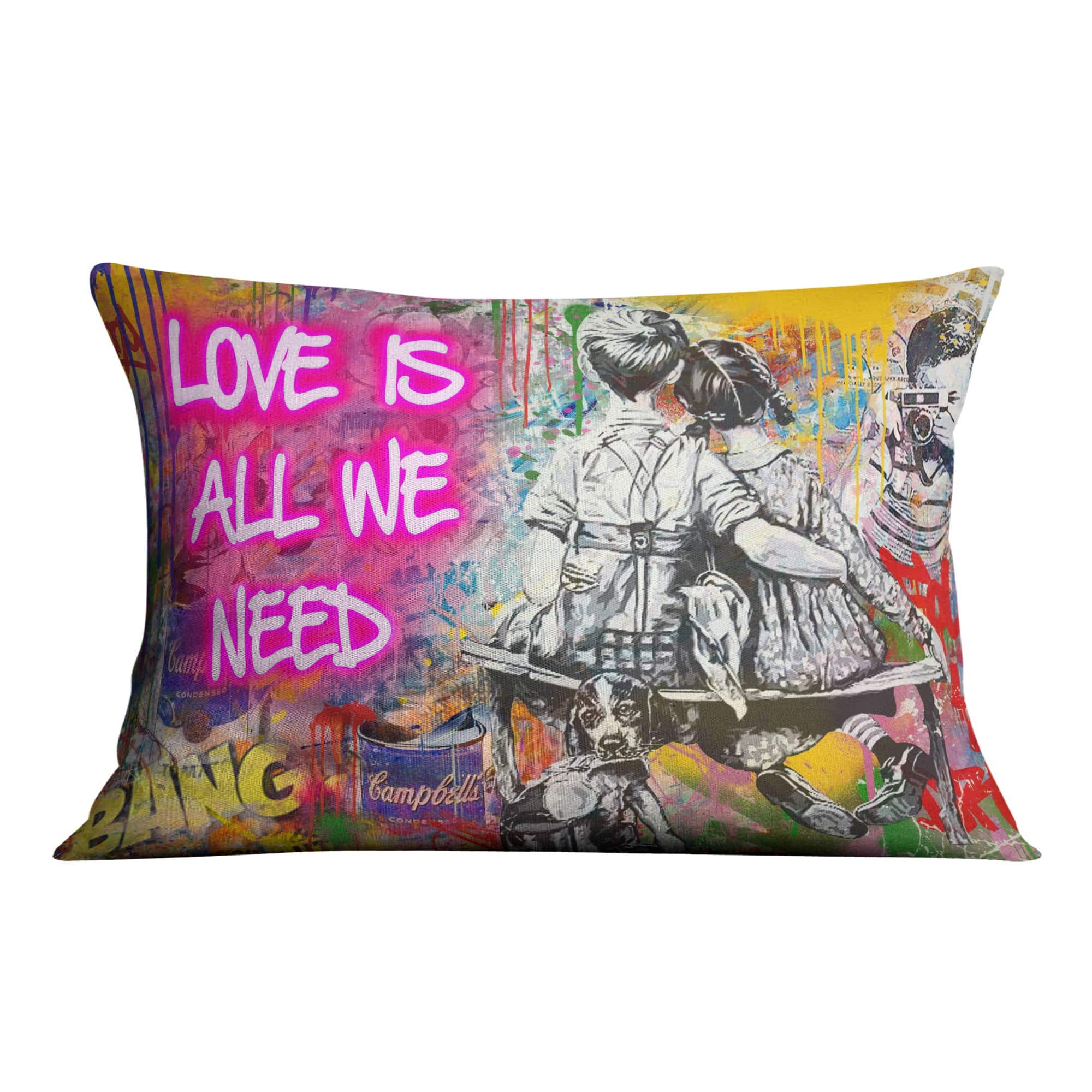 Graffiti Banksy Love Is All We Need Cushion product thumbnail