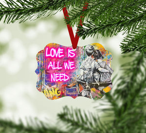 Graffiti Banksy Love Is All We Need Ornament Christmas Ornament Victorian 10.8 x 8cm Clock Canvas