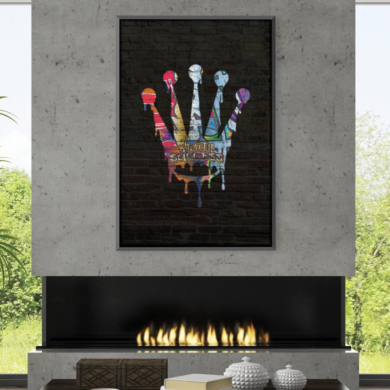 Graffiti Crown Canvas Art Clock Canvas