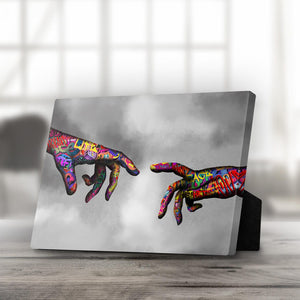 Graffiti Hand of God Desktop Canvas Desktop Canvas 25 x 20cm Clock Canvas